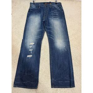 Ed Hardy Men's Jeans Size 36X32 Button Fly Distressed Flap Pocket Denim Y2K READ